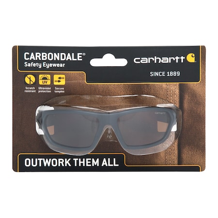 Carhartt Eyewear Safety Glasses, Anti-Scratch, Sandstone Bronze Lens, Black and Tan Frame CHB218DCC